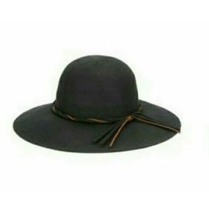 100% Wool Black Wide Brim Hat